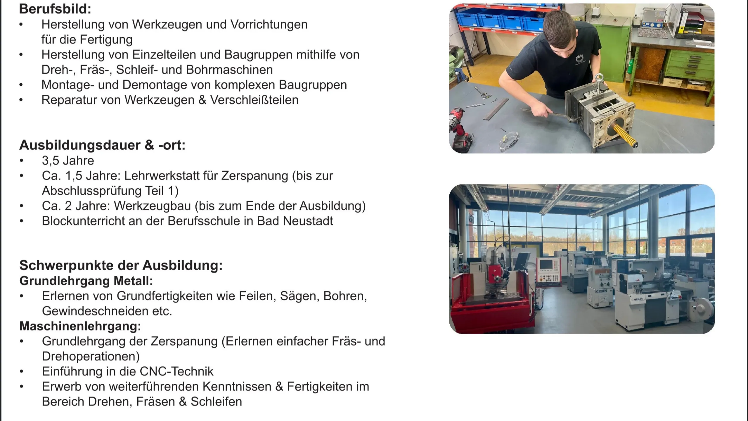 Werbung Ausbildung Werkzeugmechaniker